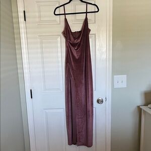 Lulu's Dusty Rose Velvet Maxi Dress